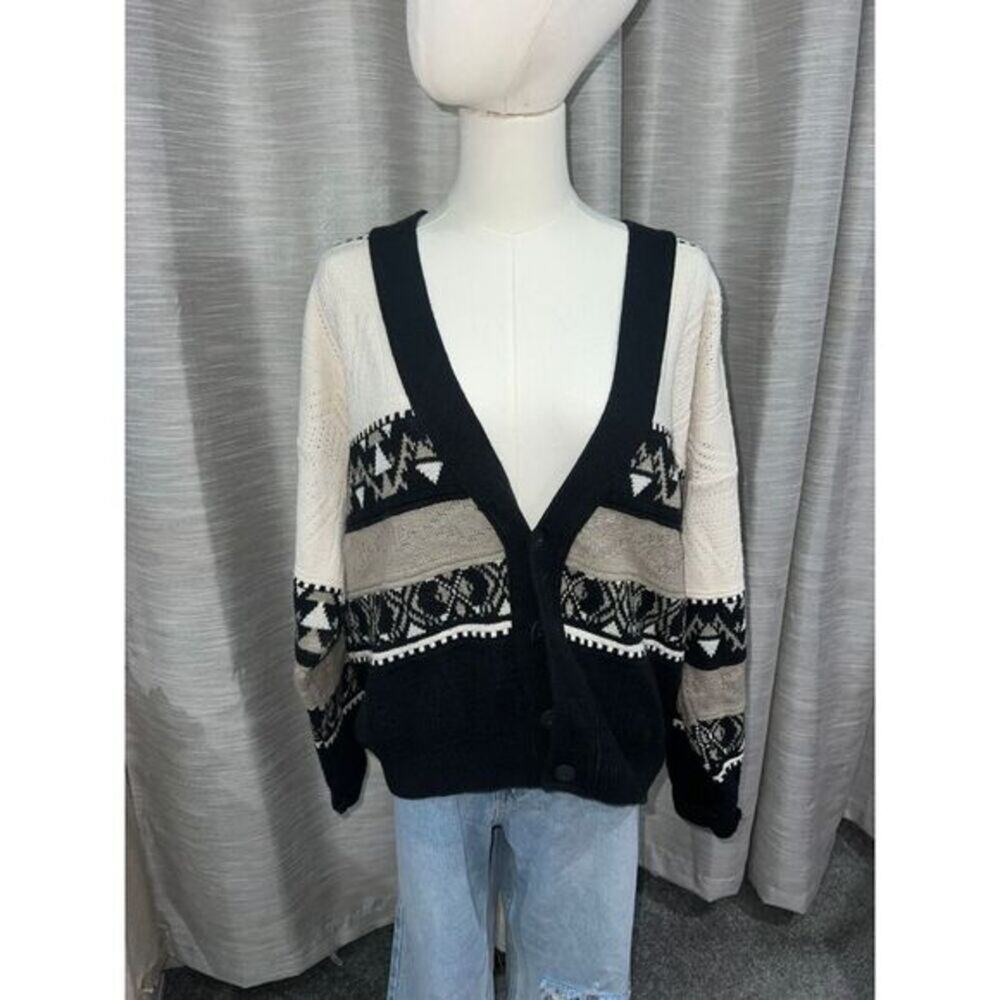 Vintage Colore Italia Geometric Meutral Oversized Cardigan